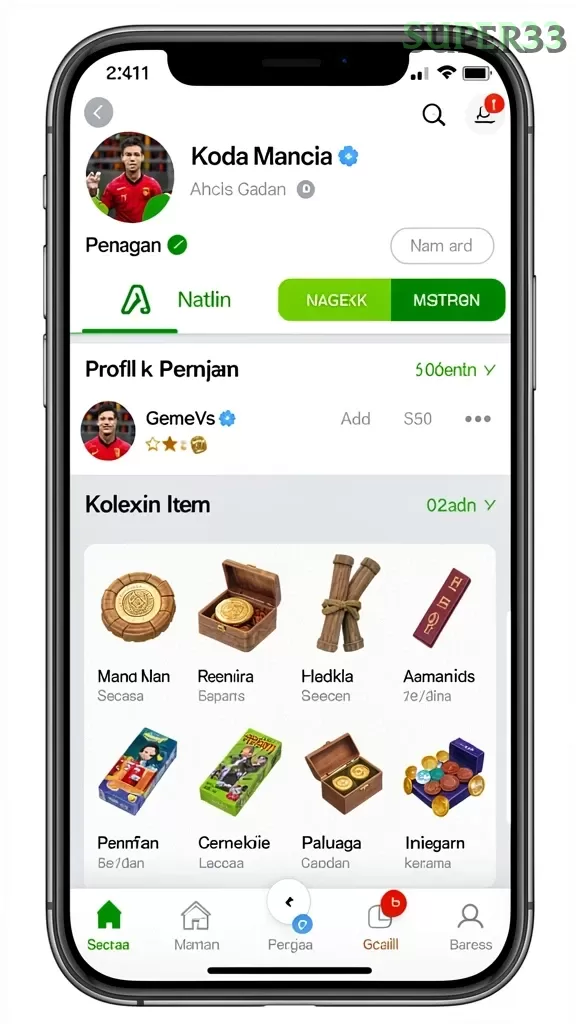 Cuplikan layar MPO999 — menu navigasi